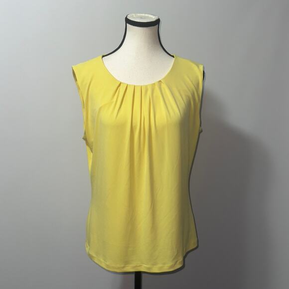 Calvin Klein Women's Yellow keyhole Sleeveless Blouse women’s size large - Picture 1 of 7